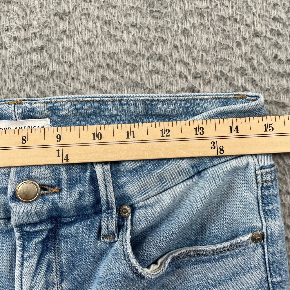 Good American Jeans Womens 8/29 Blue Good Legs Clean Hem Distressed Skinny Denim - Picture 5 of 9